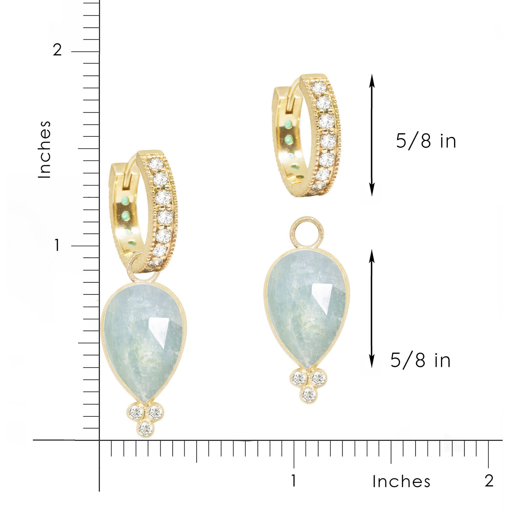 Mia Small Aquamarine Gold 18k Earring Charms In New Condition For Sale In Denver, CO