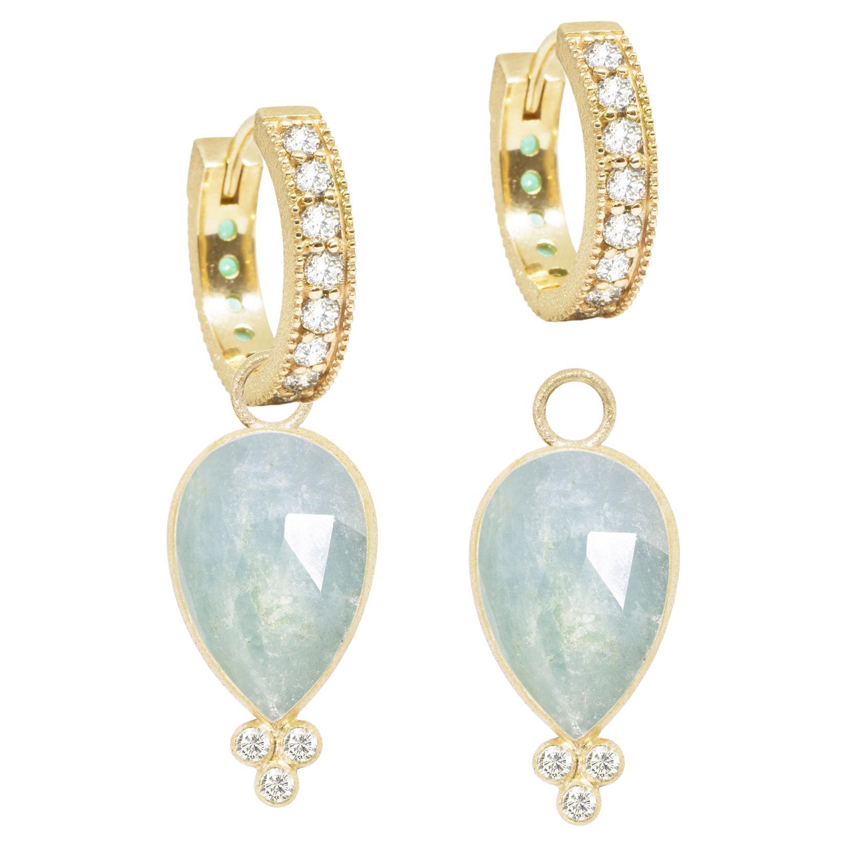 Mia Small Aquamarine Gold 18k Earring Charms For Sale