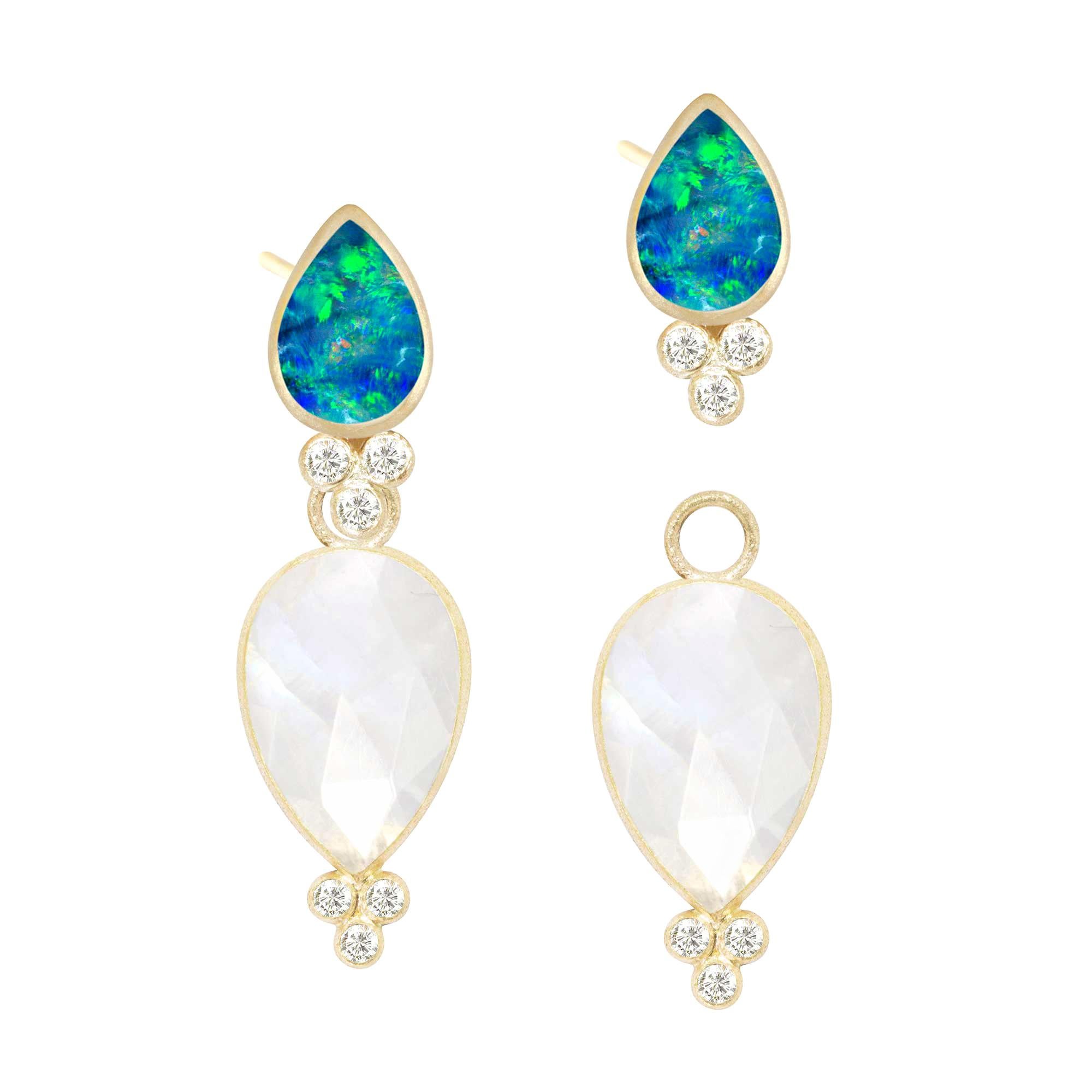 Lilly Opal & Mia Small Moonstone 18 Karat Gold Earrings For Sale