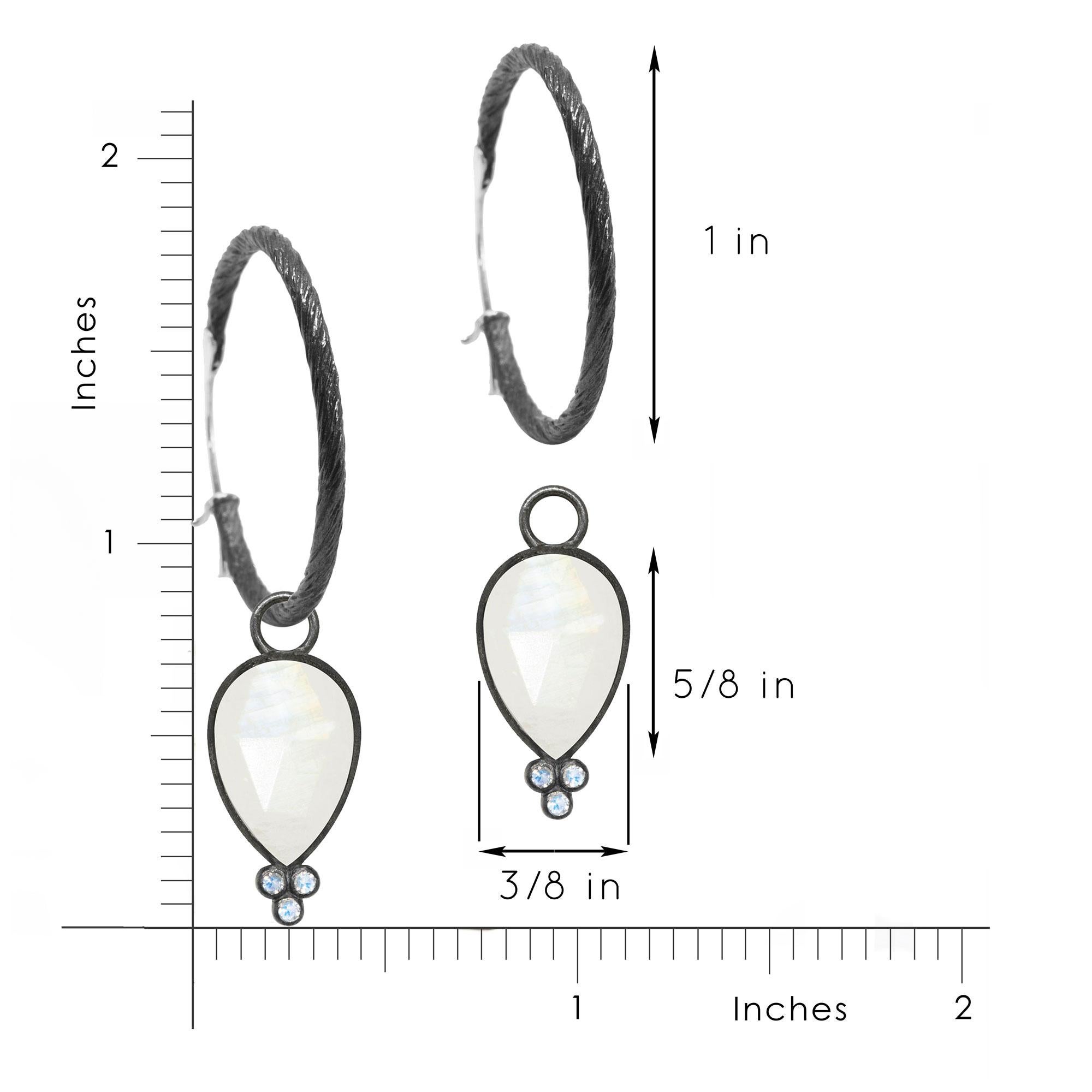 Women's or Men's Mia Small Moonstone Oxidized Earrings