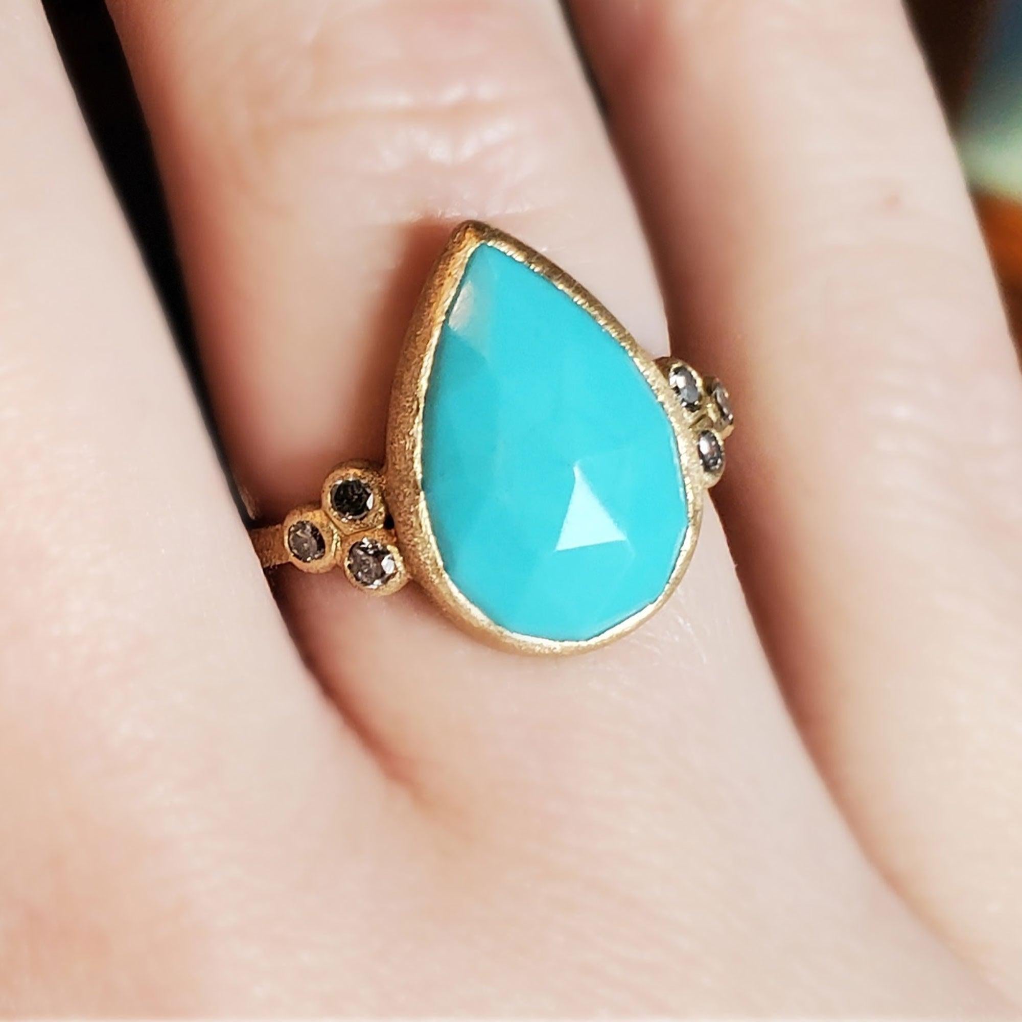 For Sale:  Mia Small Turquoise 18 Karat Gold Ring 2