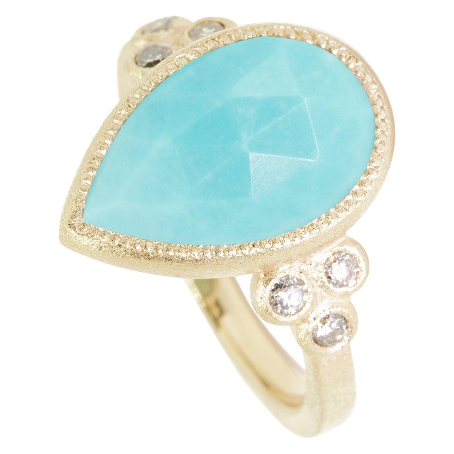 For Sale:  Mia Small Turquoise 18 Karat Gold Ring