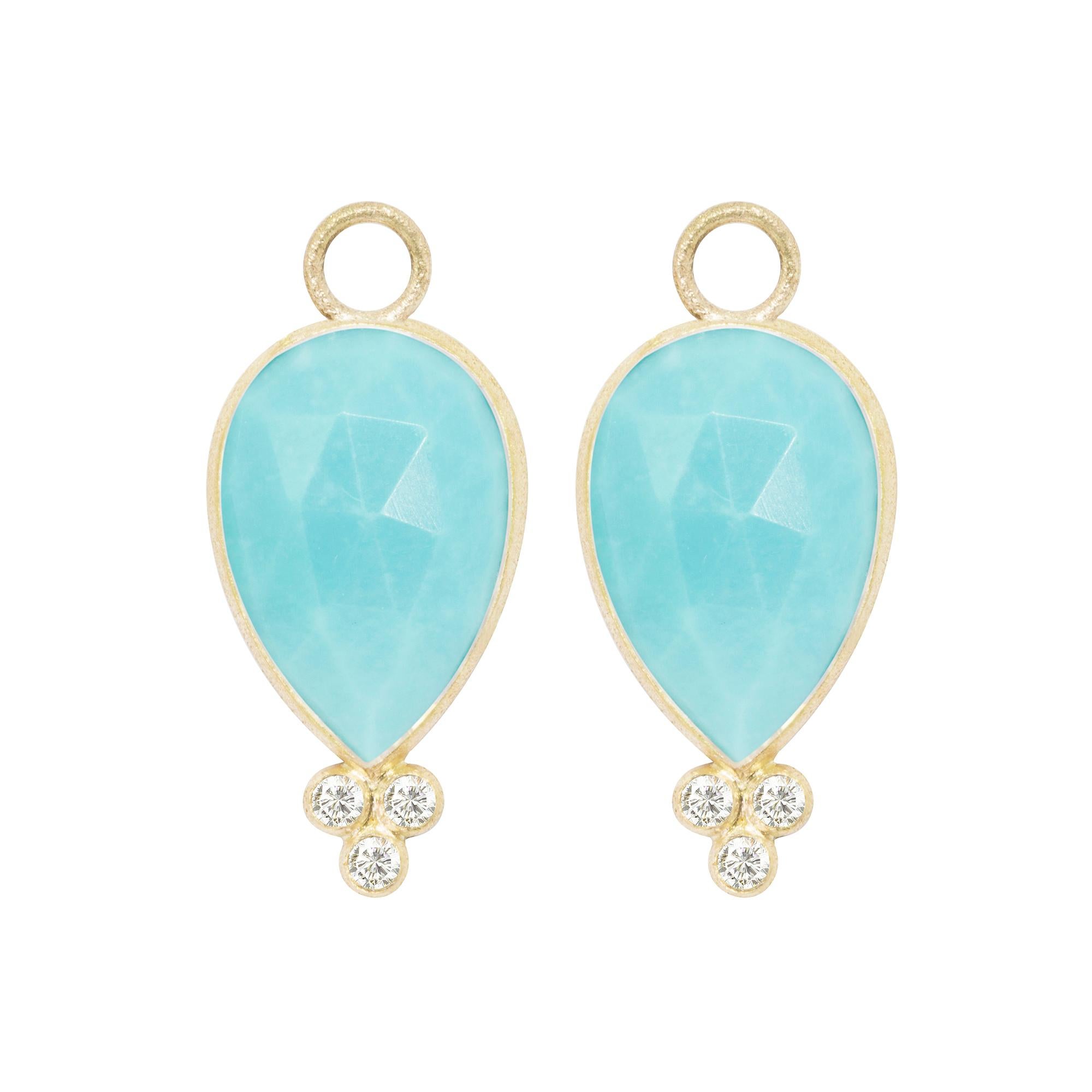 Contemporary Mia Small Turquoise 18 Karat Gold Earrings For Sale