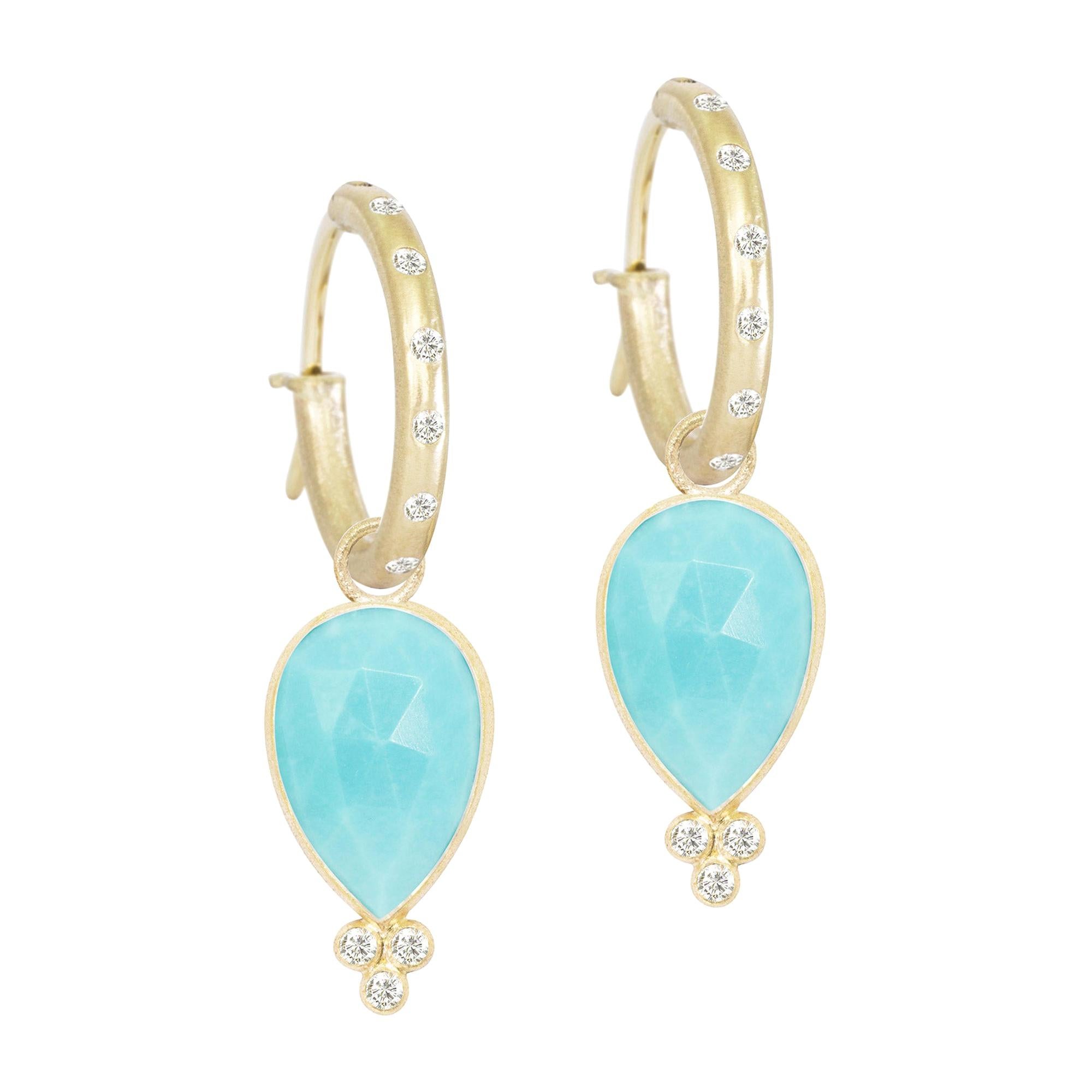 Mia Small Turquoise 18 Karat Gold Earrings For Sale