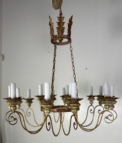Miamar Home Fifteen-Light Italianate Gilt Iron Chandelier
