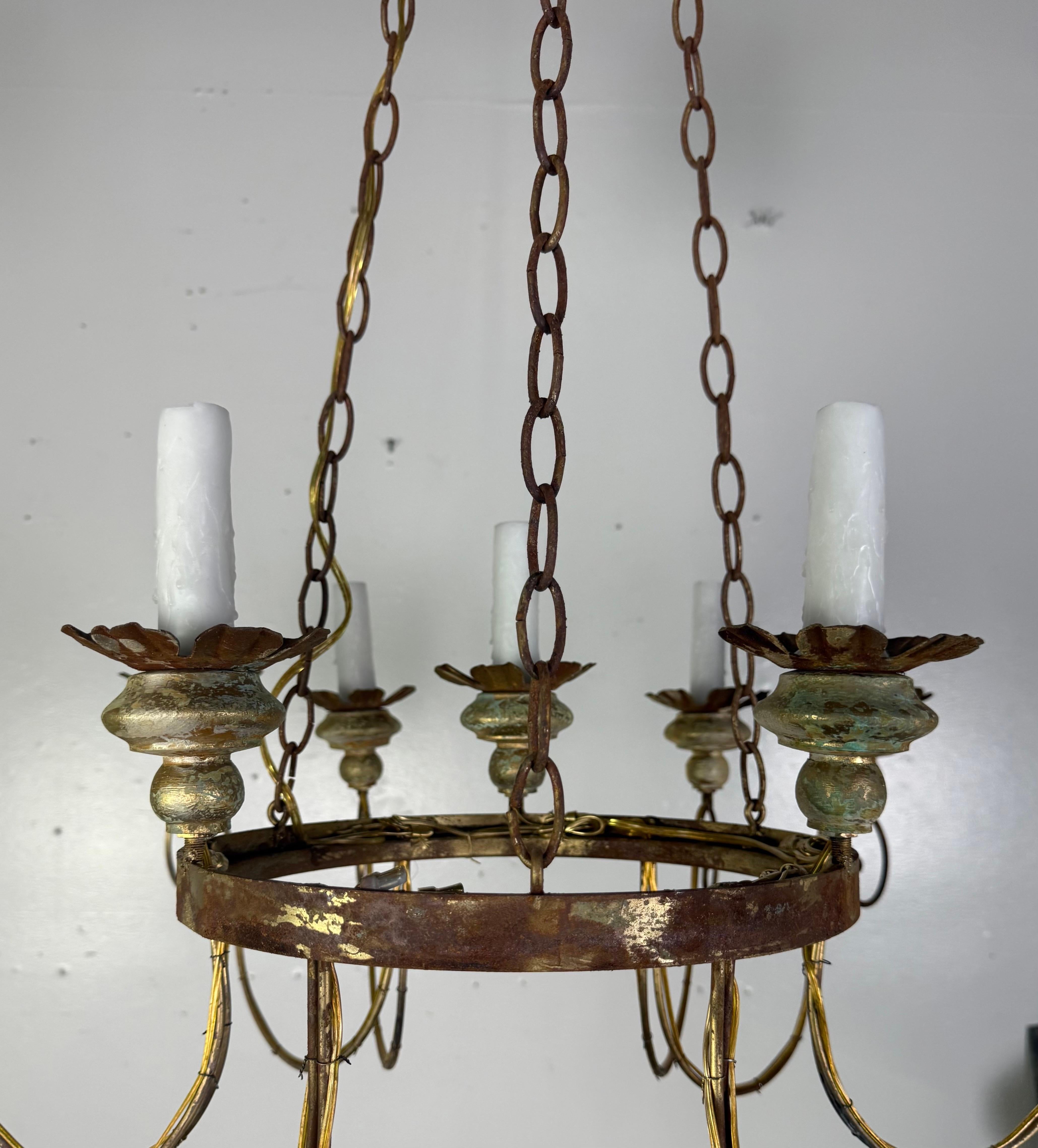 XXIe siècle et contemporain Miamar Home Lustre à quinze lumières en fer doré de style italien en vente