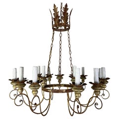 Miamar Home Lustre à quinze lumières en fer doré de style italien