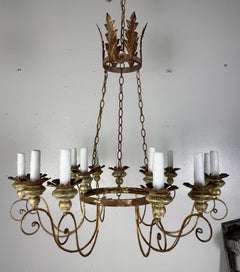 Miamar Home Fifteen-Light Italianate Gilt Iron Chandelier