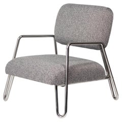 Miami Armchair with Inox Structure and Olavi Gris Textured Fabric