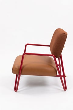 Miami Armchair with Red Metal Laser Eco Sweet Potato Seat and Vienna Back Fabric