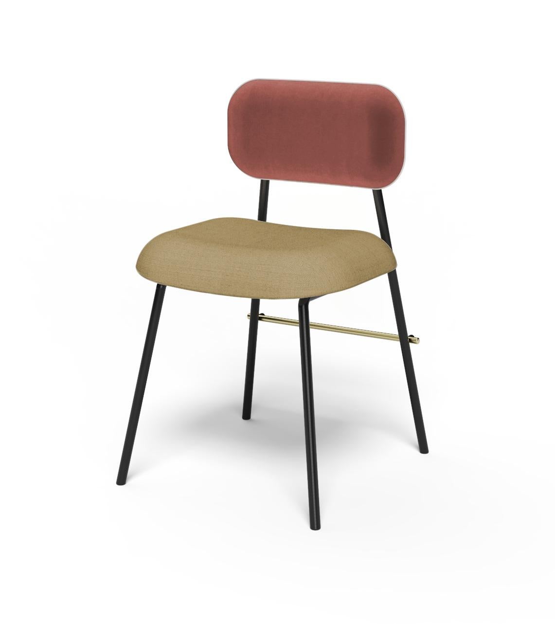Miami chair by Dooq
Measures: H 83 x W 48 x D 50cm
 SH: 50cm
Materials: Fabric, lacquered metal

Dooq is a design company dedicated to celebrate the luxury of living. Creating designs that stimulate the senses, whose conceptual approach is