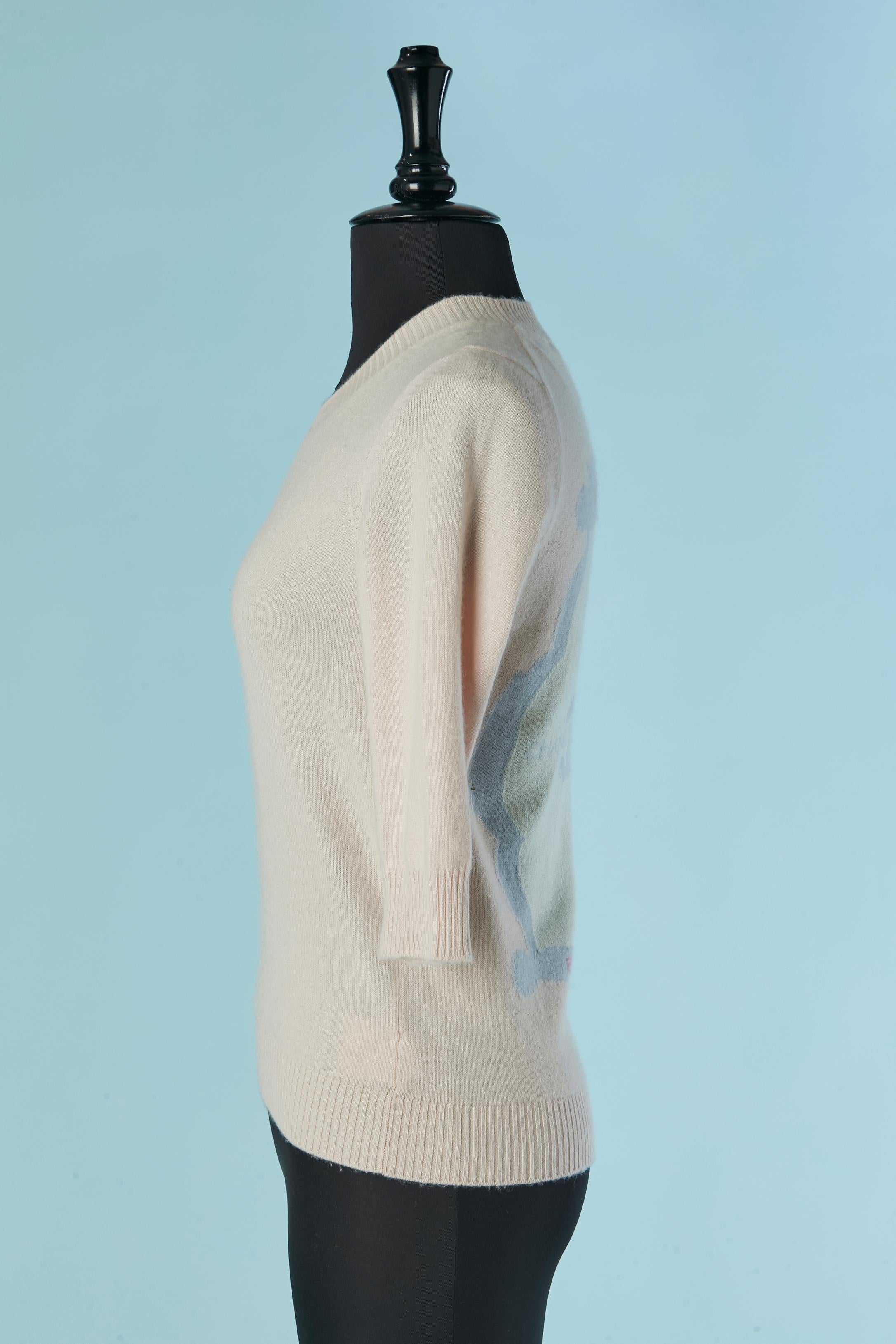 Gray Miami Cruise cashmere jacquard short sleeve sweater CHANEL 2009 For Sale