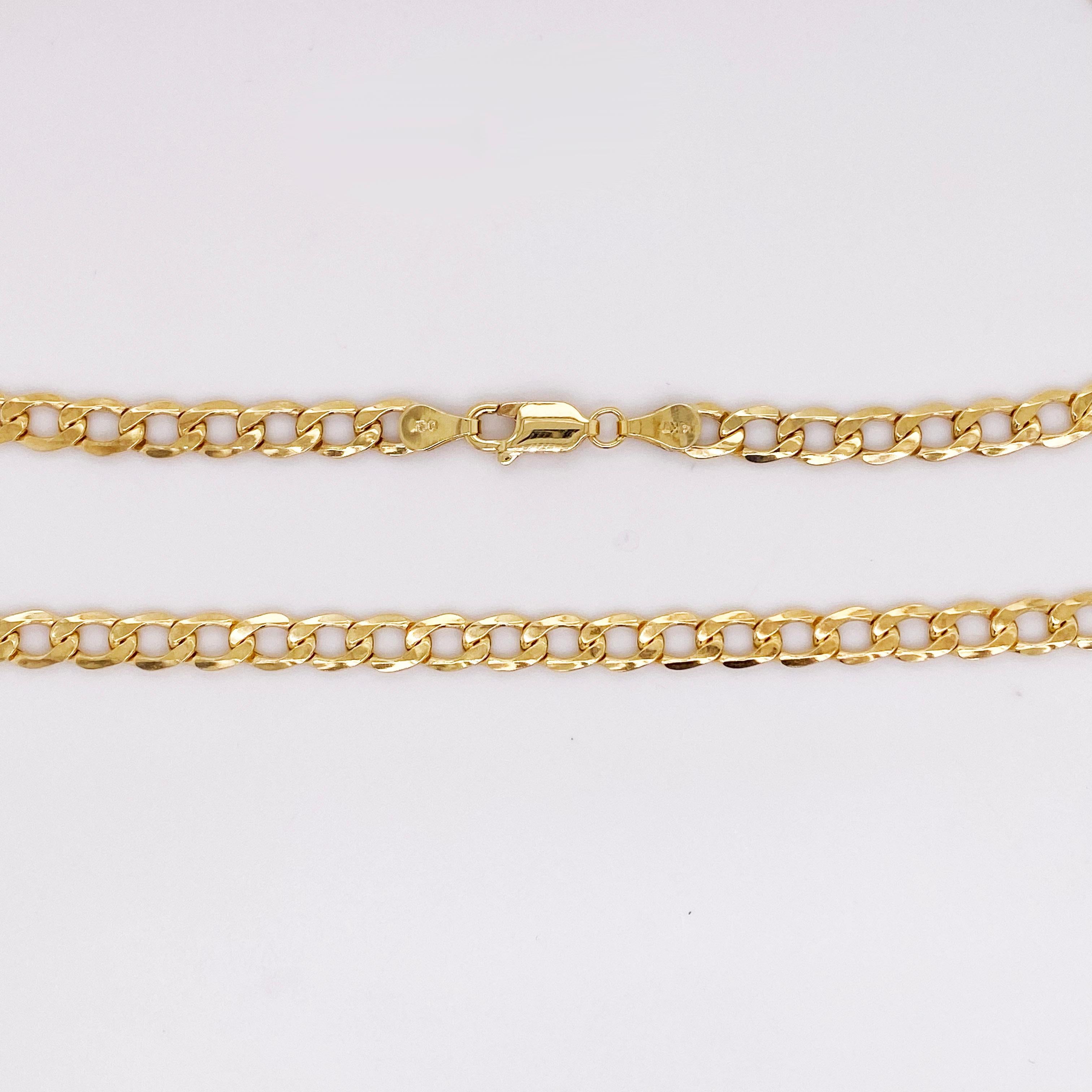 Miami Cuban chain, or Curb chain, necklace made in 14k yellow gold. This necklace is the hottest chain necklace in today's fashion! Big, gold jewelry is back and better than ever! Add this chain to your fine jewelry collection as your signature