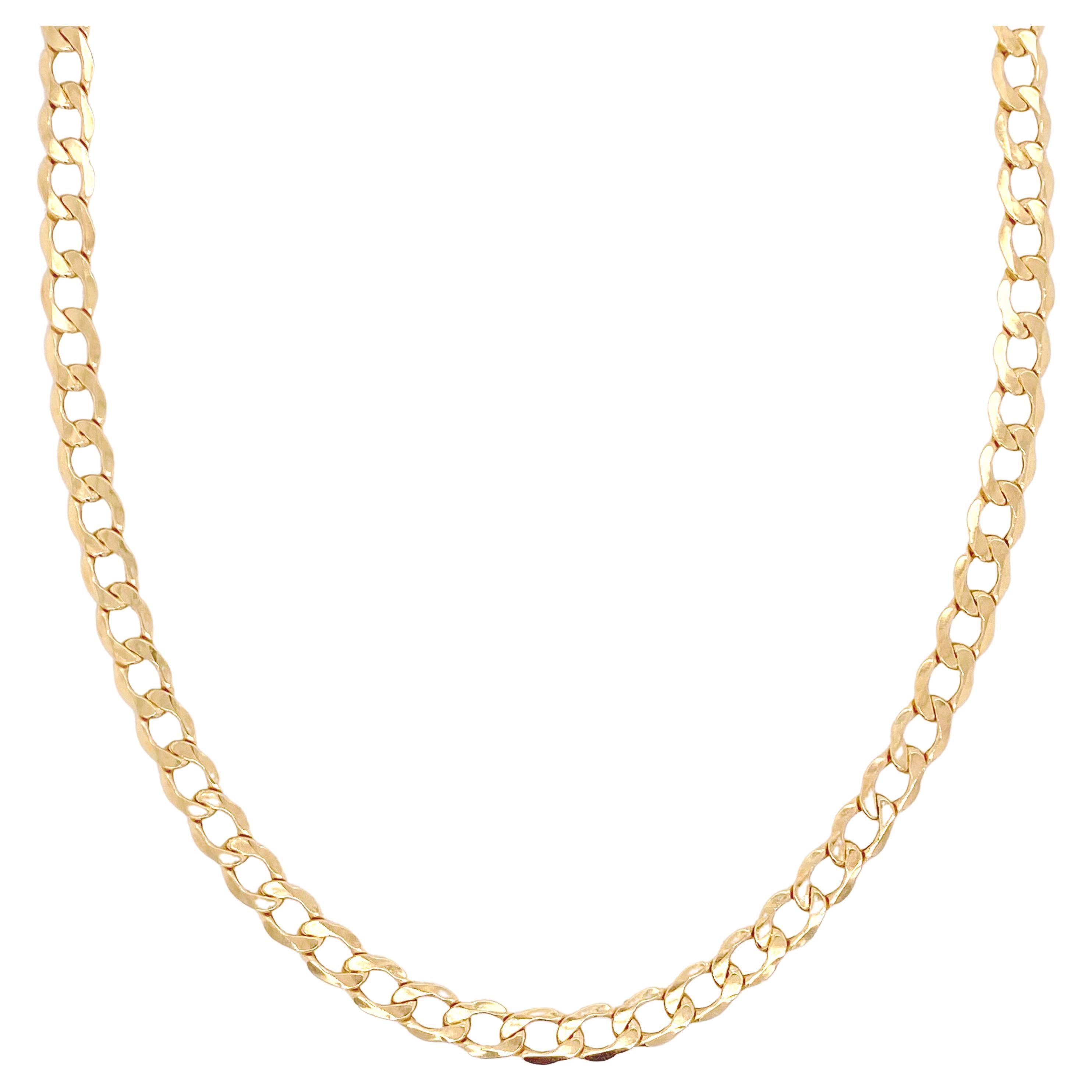 Miami Cuban Chain 14K Yellow Gold Chain Necklace Wide Link Curb Chain