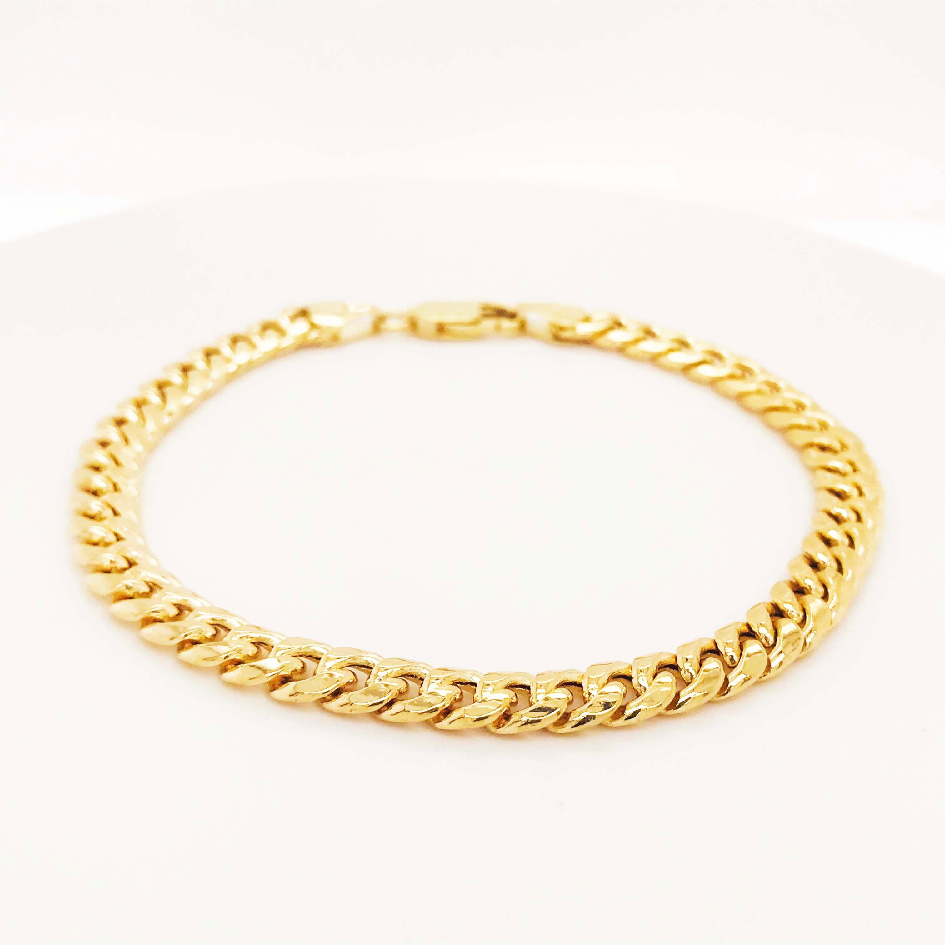 Miami Kubanisches Kettenarmband 14 Karat Gelbgold Herren- und Damenkettenarmband im Zustand „Neu“ im Angebot in Austin, TX