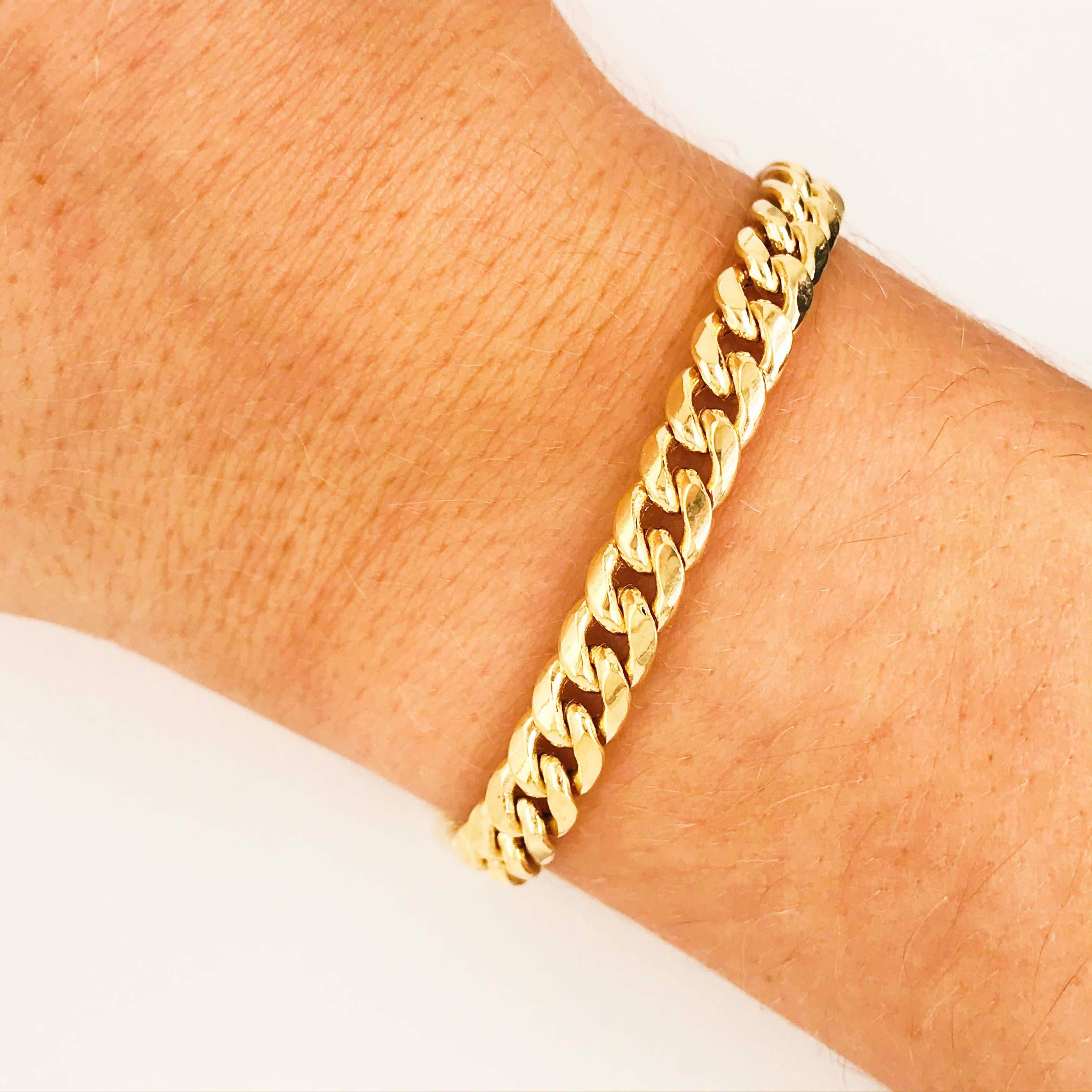 Moderne Bracelet à chaîne cubain Miami en or jaune 14 carats pour hommes et femmes en vente