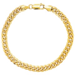 Miami Cuban Chain Bracelet 14 Karat Yellow Gold Men's and Women's Chain Bracelet