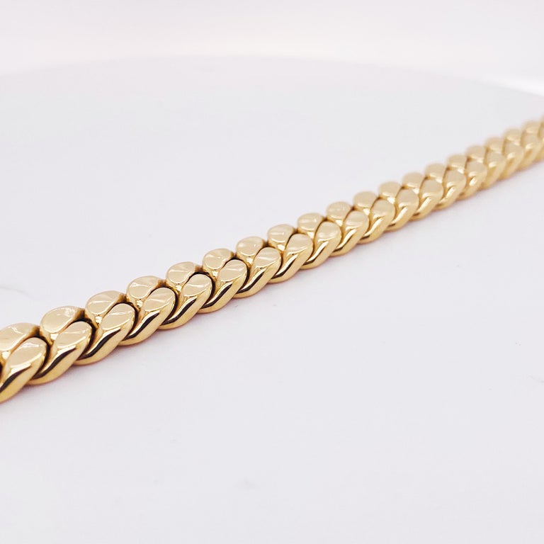 Miami Cuban Chain Bracelet 14K Yellow Gold Semi Solid Chain Heavy Man's