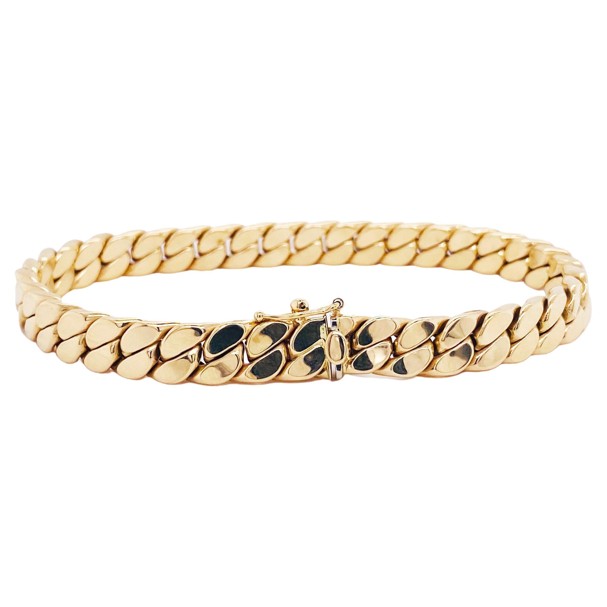 14K Gold Plated Miami Cuban Link Bracelet For Men – 14MM Width, Triple Box Lock – Stainless Steel – Hip Hop Style
