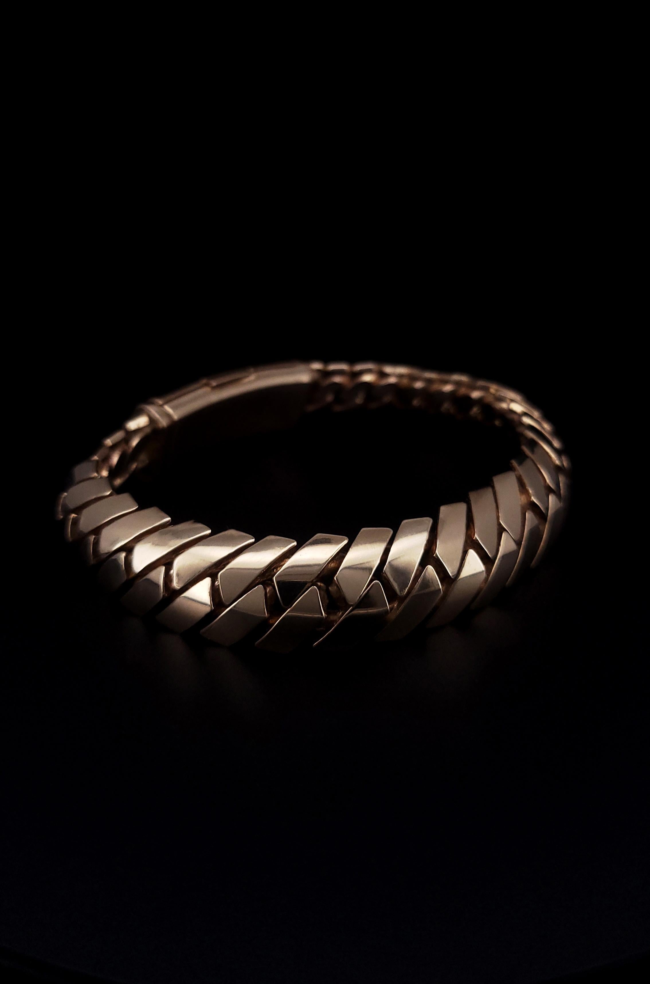 Bracelet cubain Miami en or jaune 14 carats Pour hommes en vente