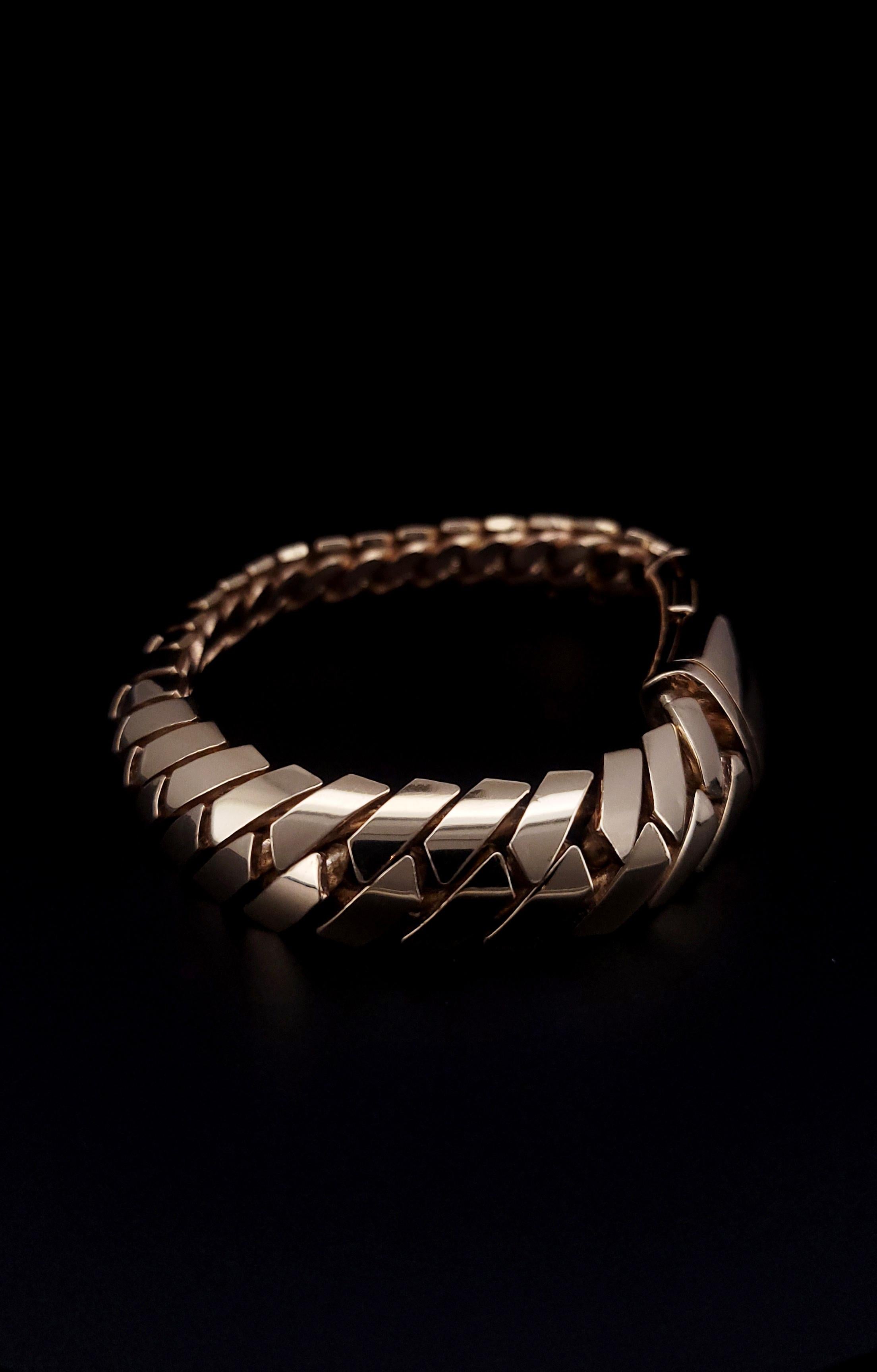 Bracelet cubain Miami en or jaune 14 carats en vente 3