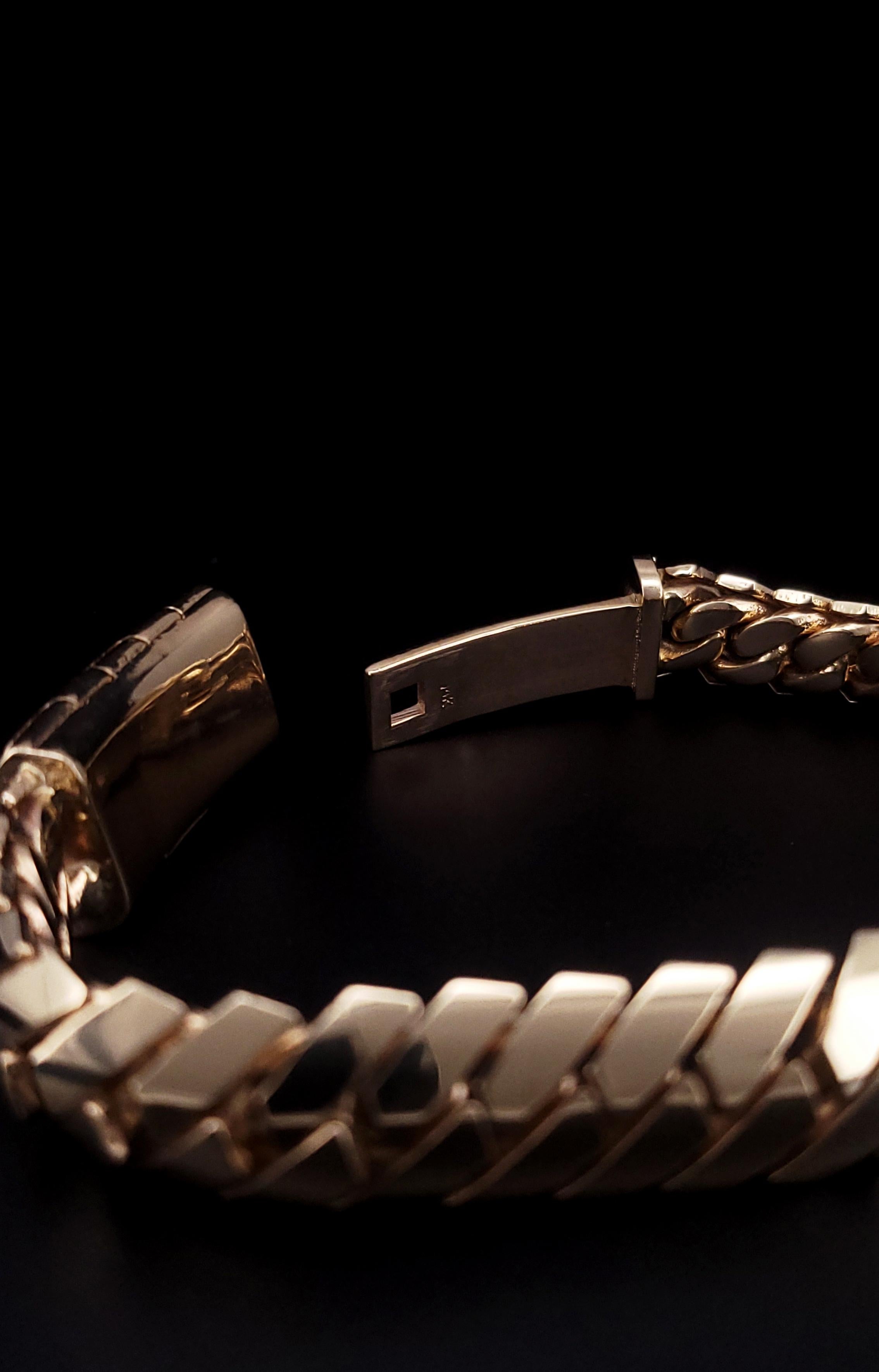 Bracelet cubain Miami en or jaune 14 carats en vente 5