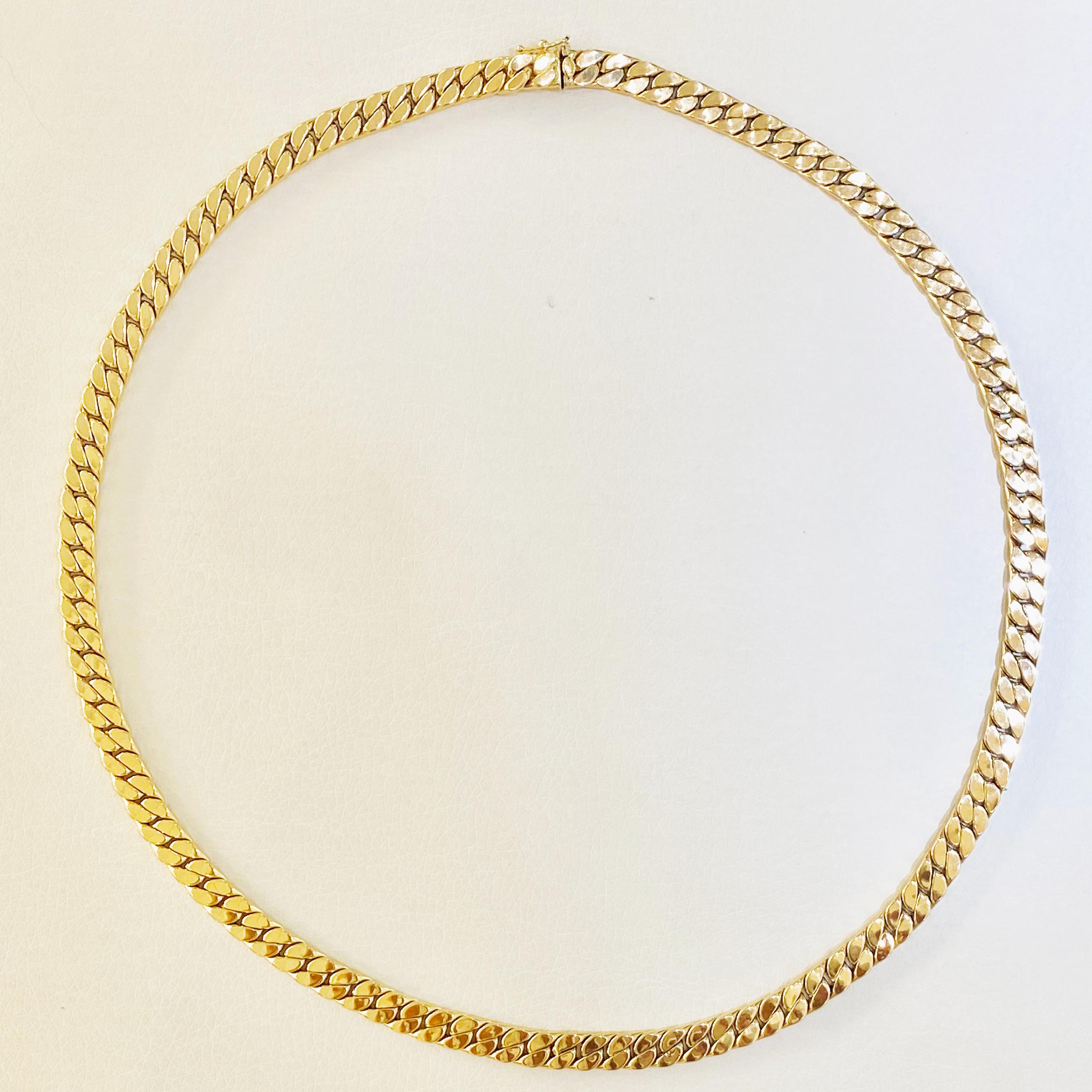 Miami Cuban Chain Necklace 14K Yellow Gold Semi-Solid Chain For Sale 3