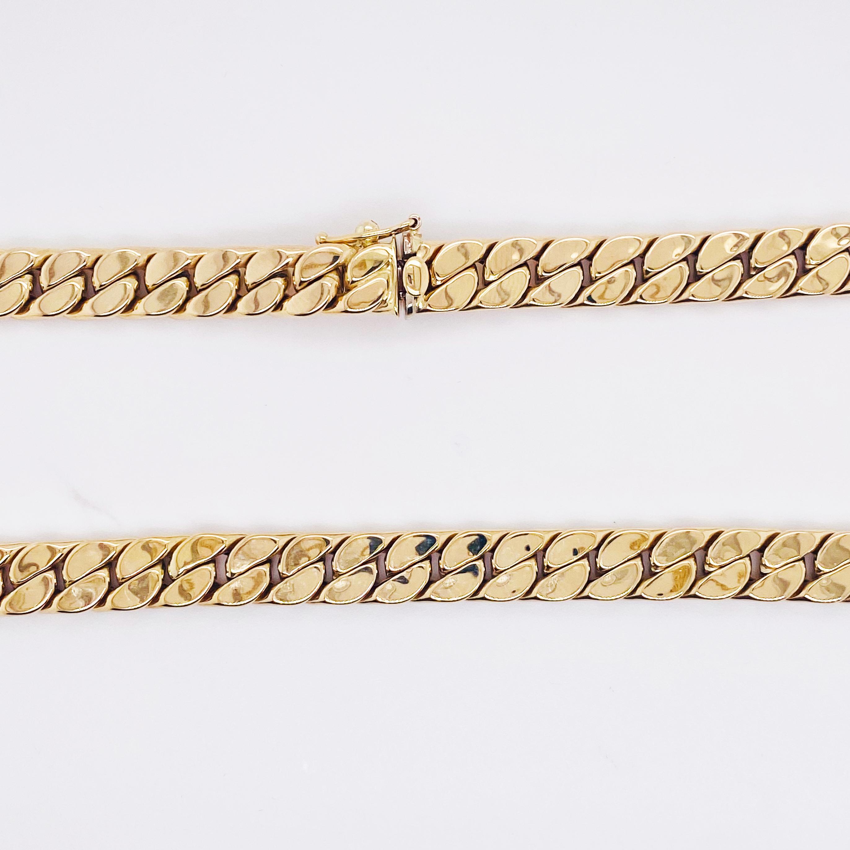 Miami Cuban Chain Necklace 14K Yellow Gold Semi-Solid Chain In New Condition For Sale In Austin, TX