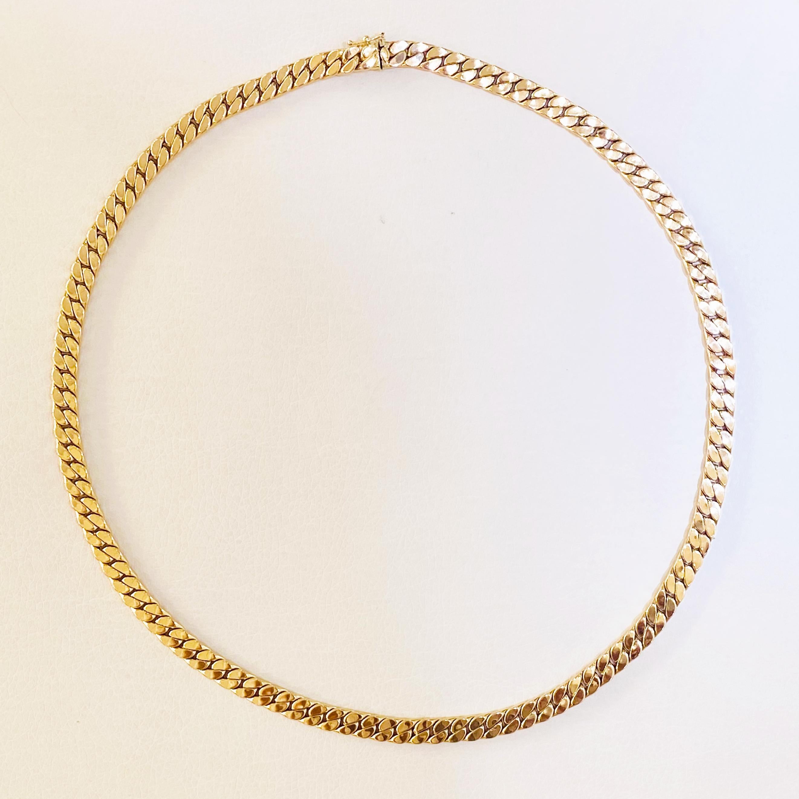 Miami Cuban Chain Necklace 14K Yellow Gold Semi-Solid Chain For Sale 2