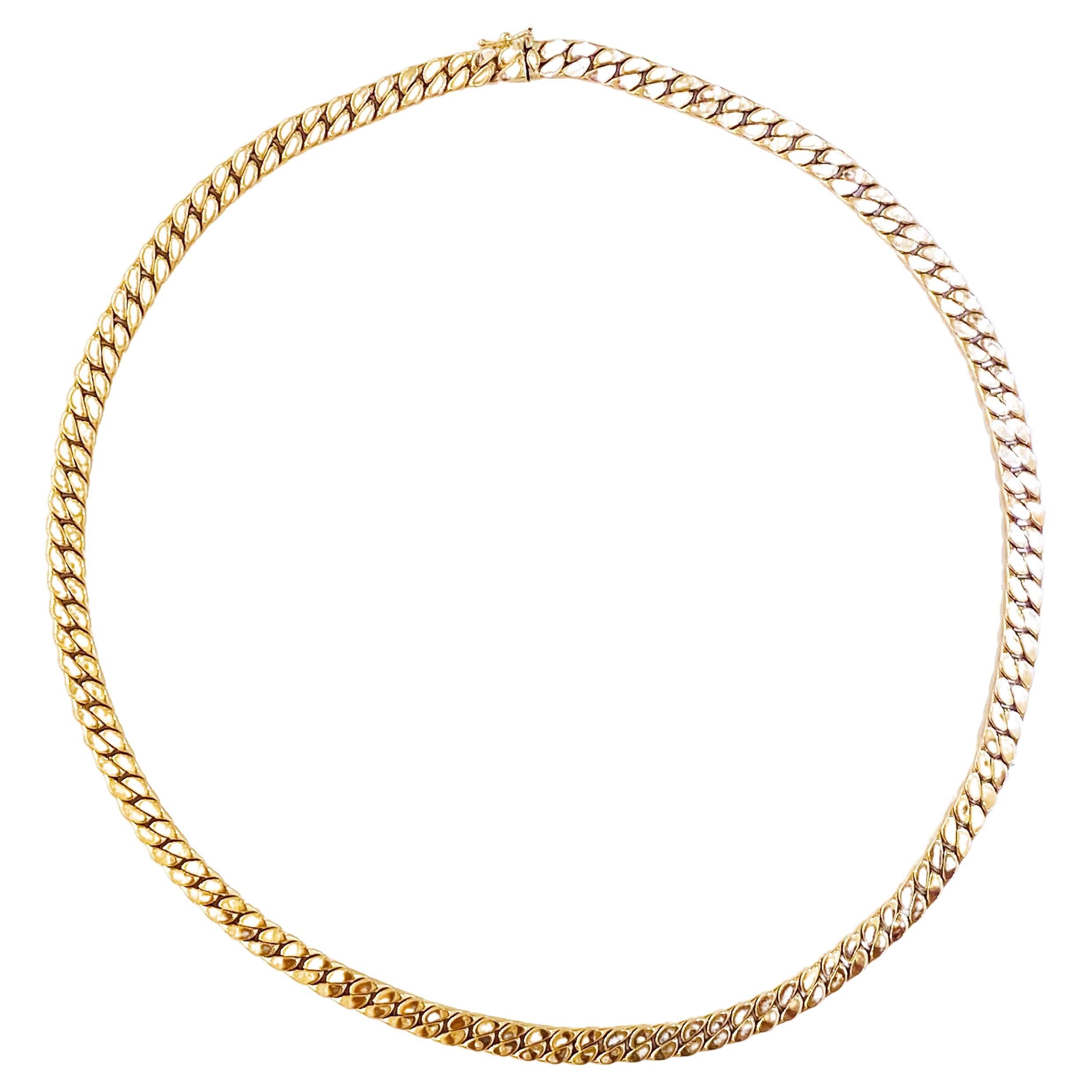 Miami Cuban Chain Necklace 14K Yellow Gold Semi-Solid Chain For Sale