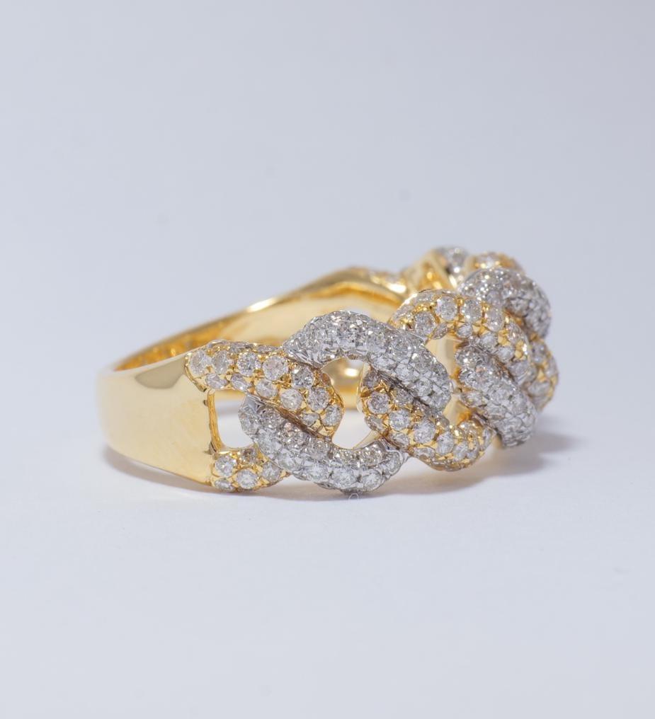 Anello a fascia con diamante cubano di Miami in oro massiccio 14K (certificato) In condizioni Nuovo in vendita a New Delhi, DL