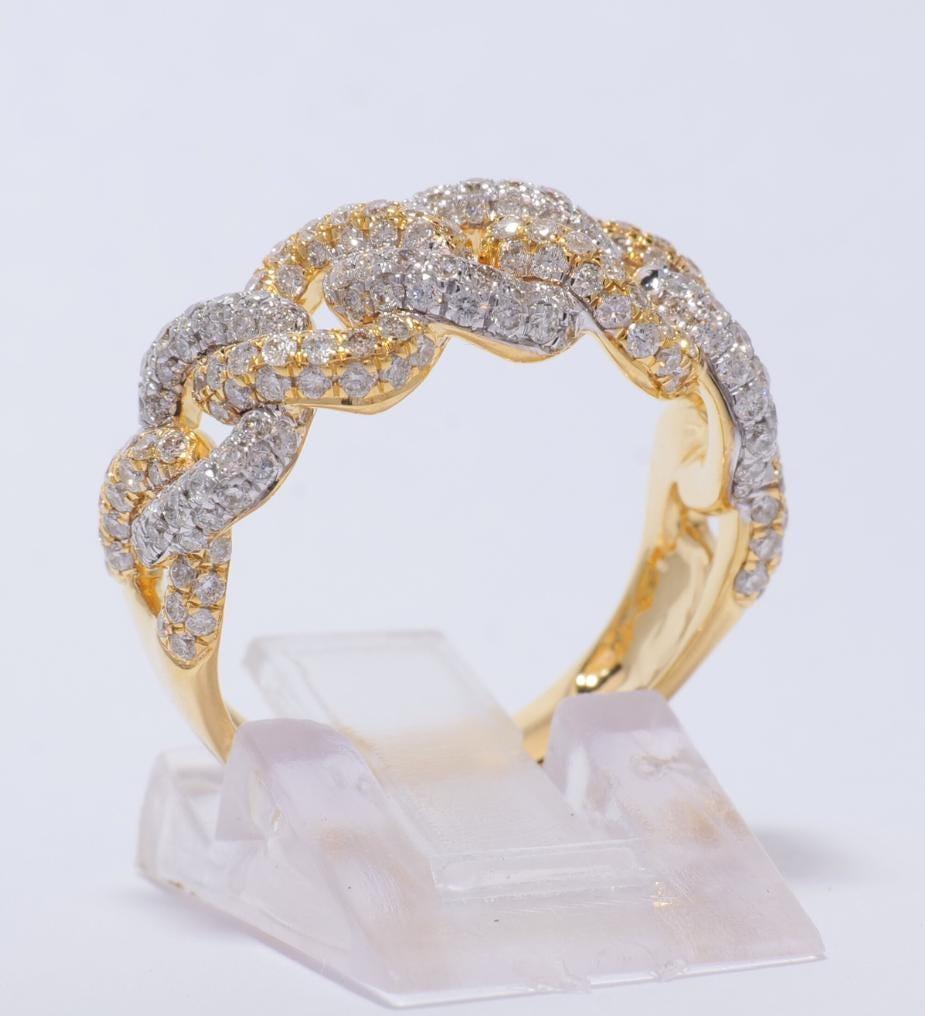 Donna Anello a fascia con diamante cubano di Miami in oro massiccio 14K (certificato) in vendita