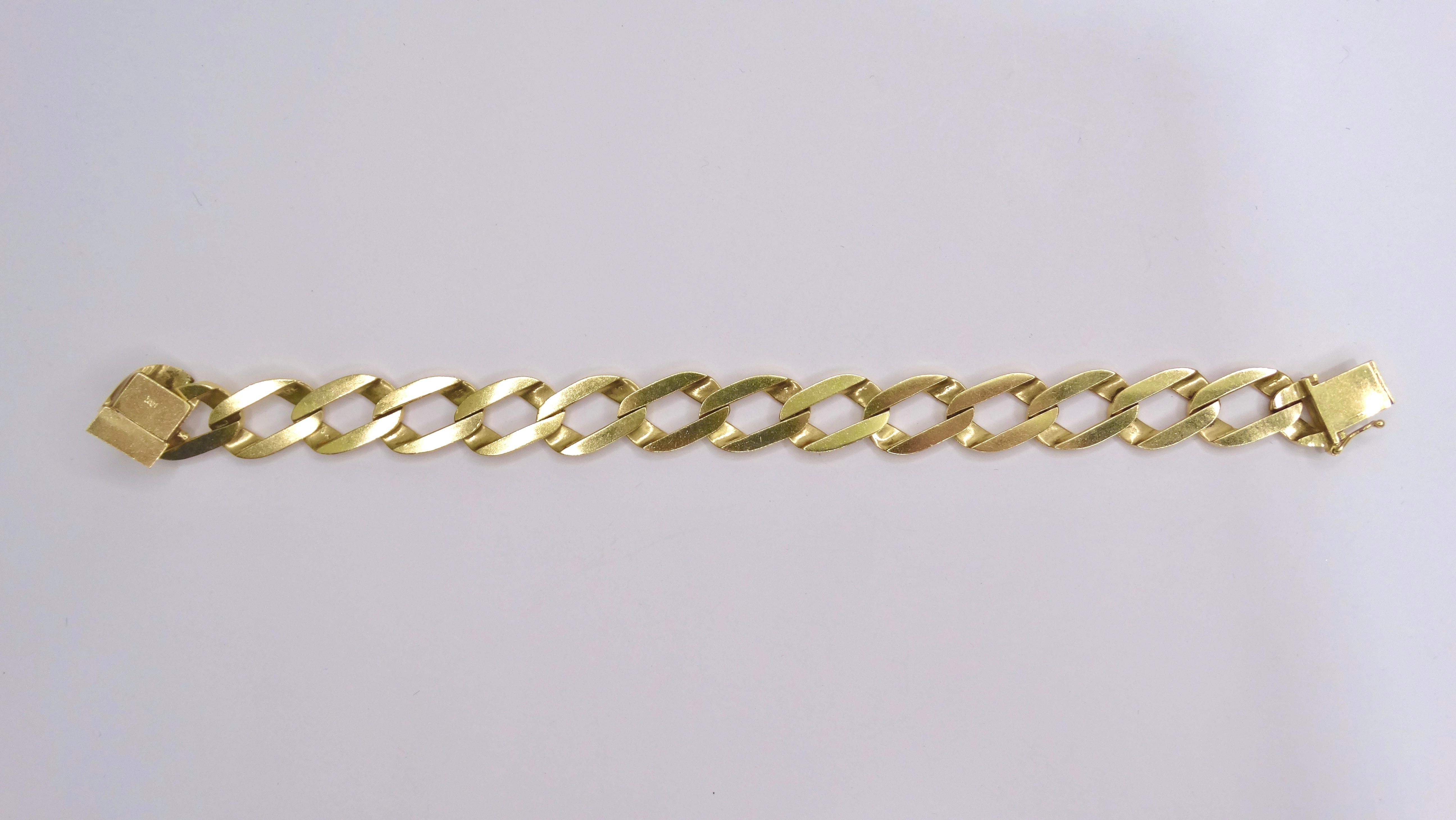 Miami Cuban Link 14k Solid Yellow Gold Bracelet In Good Condition For Sale In Scottsdale, AZ