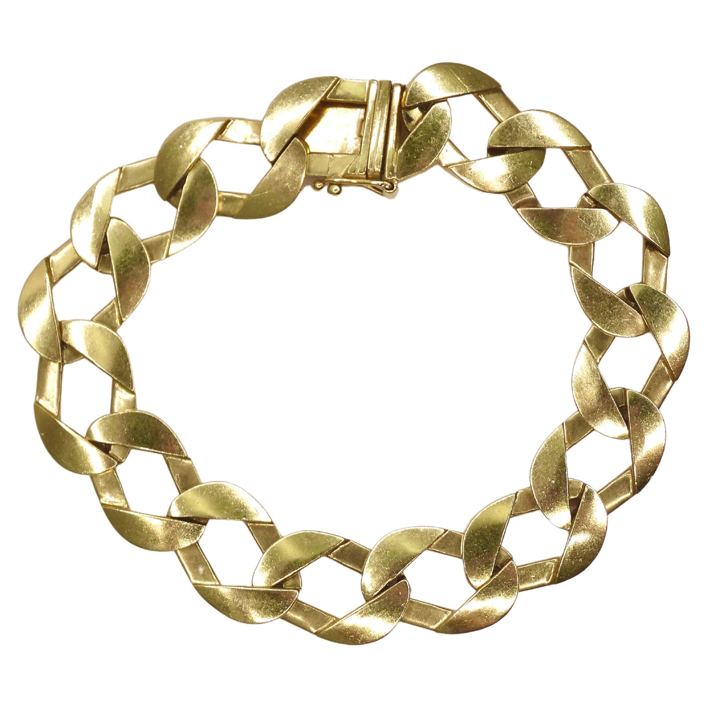Miami Cuban Link 14k Solid Yellow Gold Bracelet For Sale