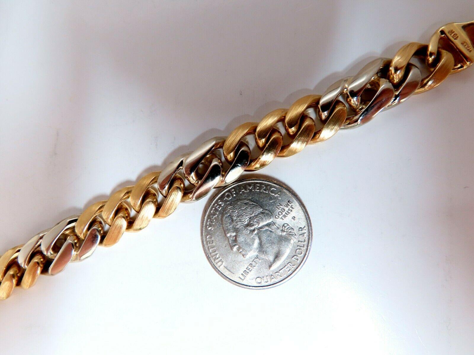 Miami Cuban Link Bracelet 14 Karat Two-Tone In New Condition For Sale In New York, NY