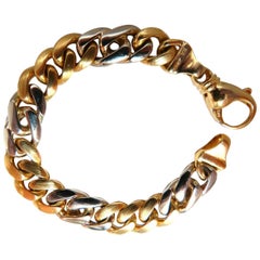 Bracciale Miami A Link Cubano 14 Karati Bicolore