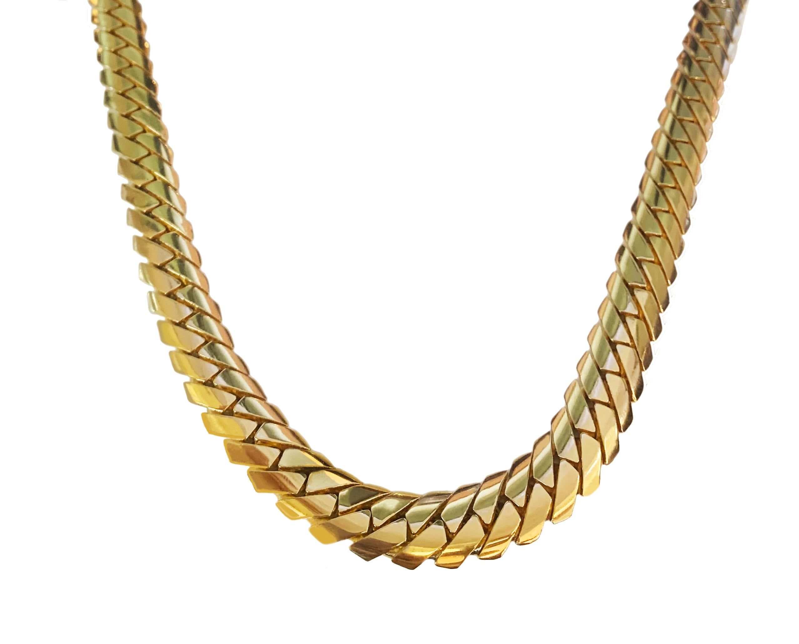 Women's or Men's Miami Cuban Link Chain in Yellow Gold For Sale