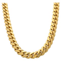 Miami Cuban Gliederkette Halskette aus massivem 14K Gelbgold 8mm 22 Zoll