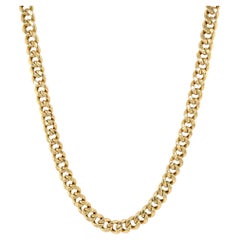 Used Miami Cuban Link Hollow Chain Necklace 14K Yellow Gold