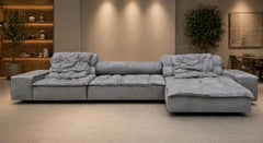 "Miami" Sectional Sofa by Paola Navone for Baxter Upholstered in Gray Leather
