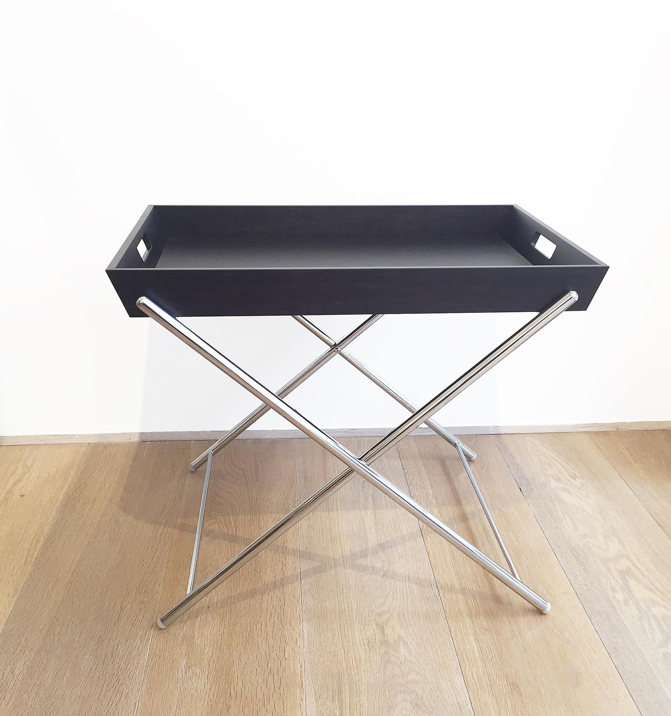 Miami Side Table by Marco Zanuso Jr. with Chrome and White Lacquered Tray In New Condition For Sale In Paris, FR