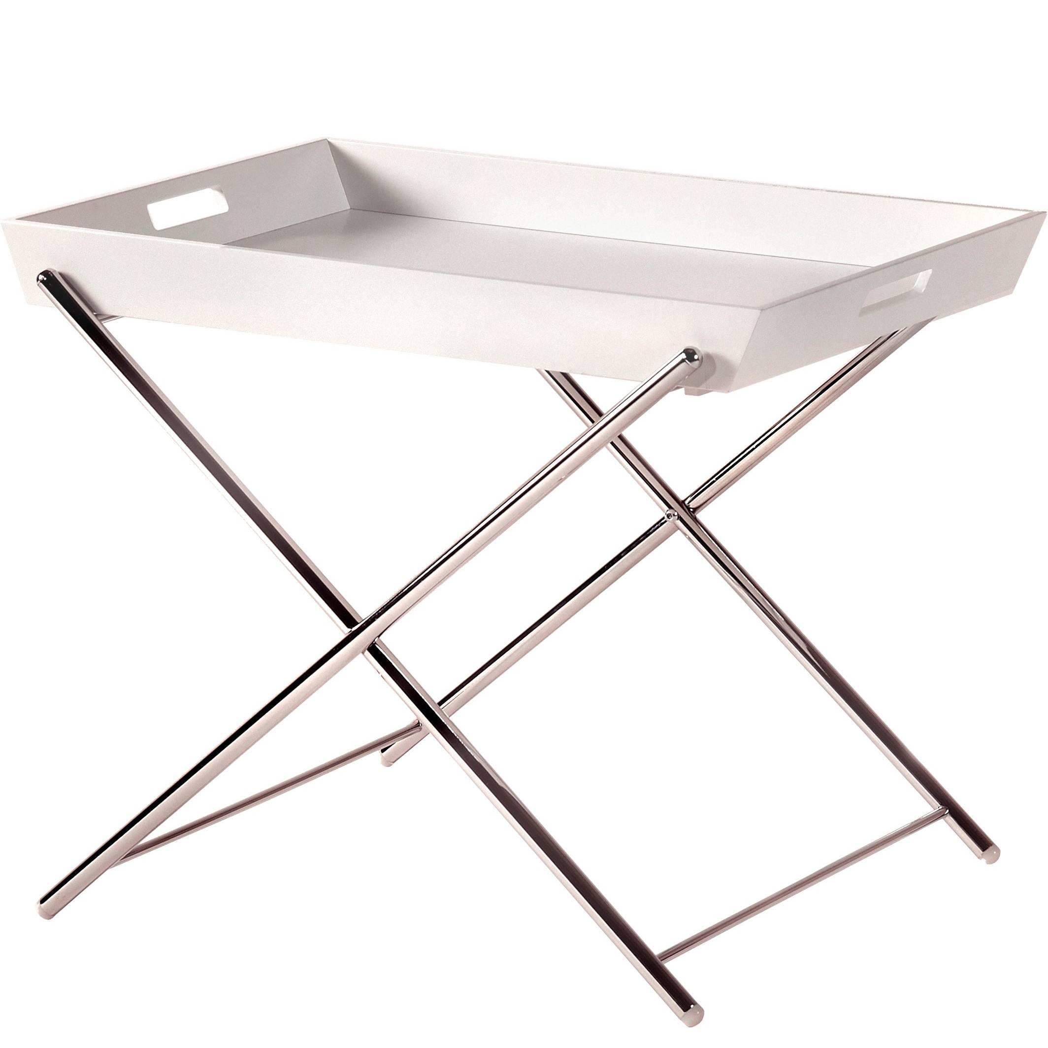 Miami Side Table by Marco Zanuso Jr. with Chrome and White Lacquered Tray For Sale