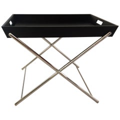 Miami Side Table by Marco Zanuso Jr with Wenge Stained Oak Veneer and Chrome