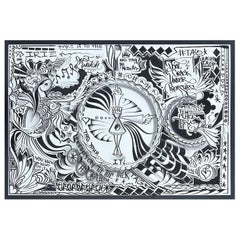 Miami Street Artist Jona Cerwinske Black, White Abstract Painting c2010 Miami Street Artist Jona Cerwinske Black, White Abstract Painting c2010