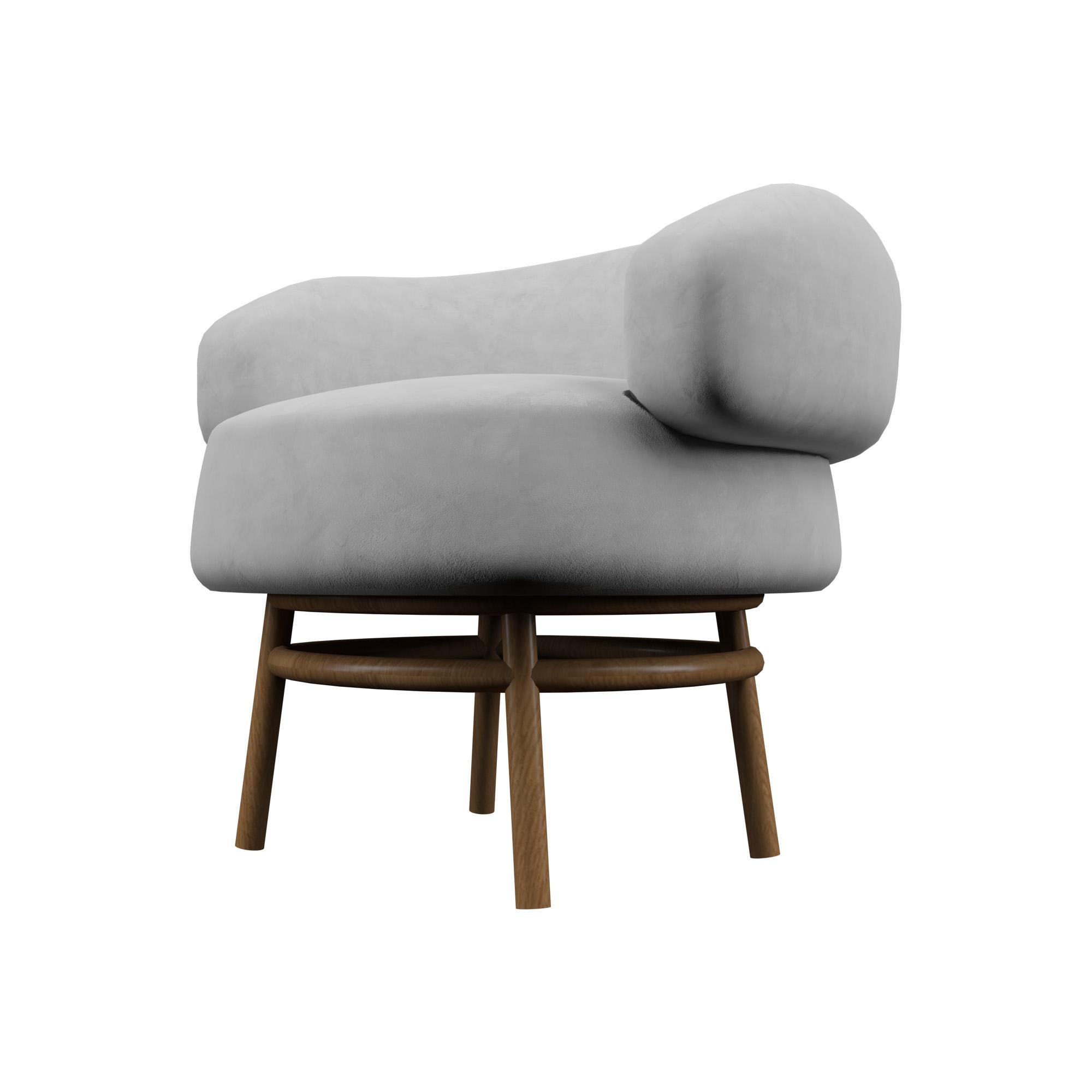 Modern MIAMI Velvet Chair in Grey by Alexandre Ligios, REP by Tuleste Factory For Sale