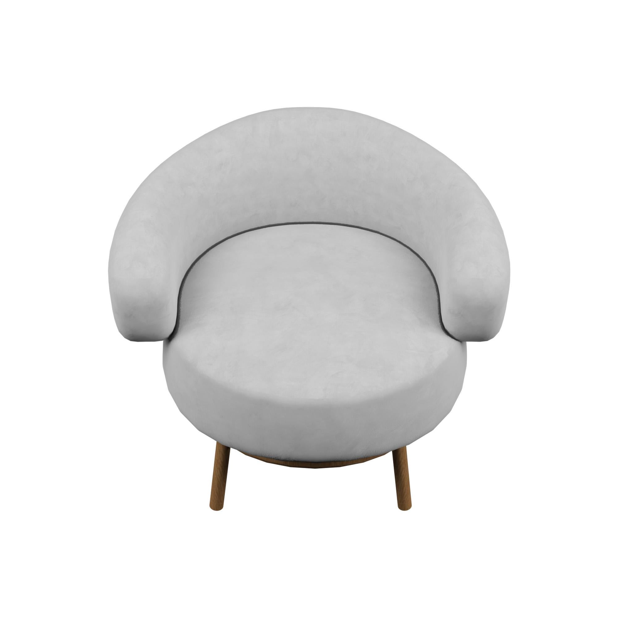 Modern MIAMI Velvet Chair in Grey by Alexandre Ligios, REP by Tuleste Factory For Sale