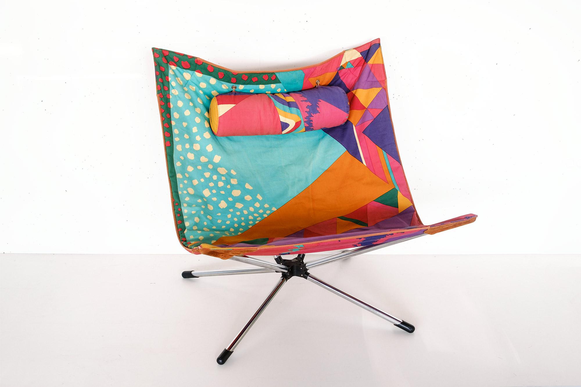 Stunning Memphis style chair by Alberto Salviati and Ambrogio Tresoldi for Missoni & Saporiti Italia
       