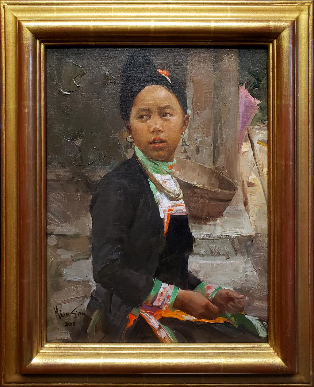 Day Dreaming; Miao Girl - Painting by Mian Situ