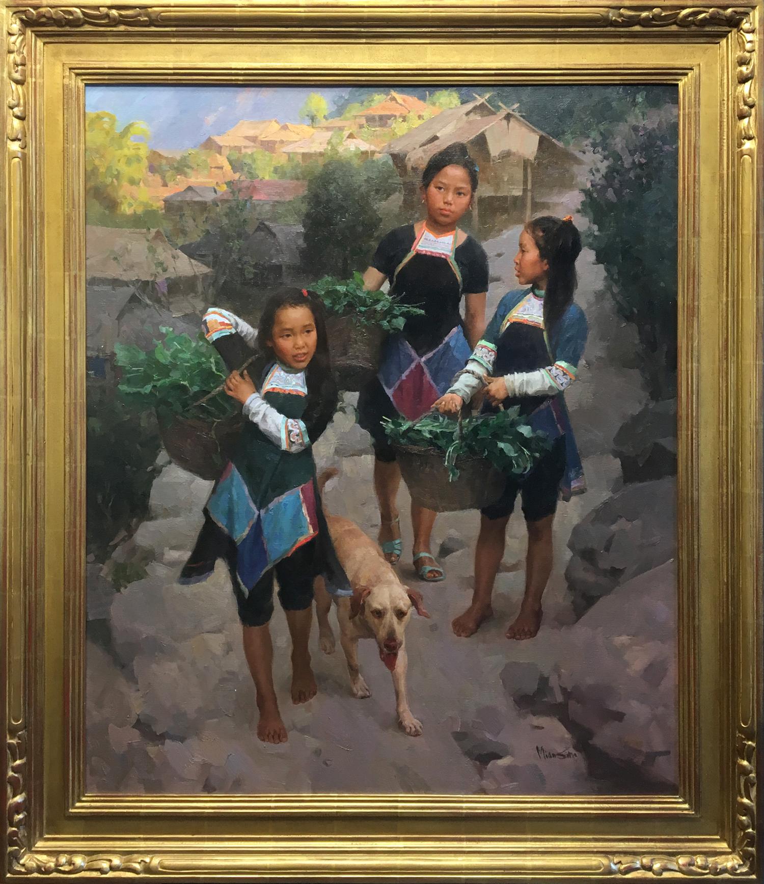 Mian Situ Figurative Painting - Family Helping Hands