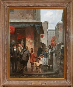 "LANTERN PEDDLER. SAN FRANCISCO, 1905" CHINESE, MERCHANTS 64 x 54 framed